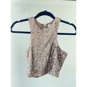 Tobi Gold Sequin Crop Top